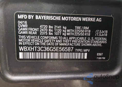 2016 BMW X1 xDrive28I z USA, uszkodzony, nr VIN WBXHT3C36G5E56587